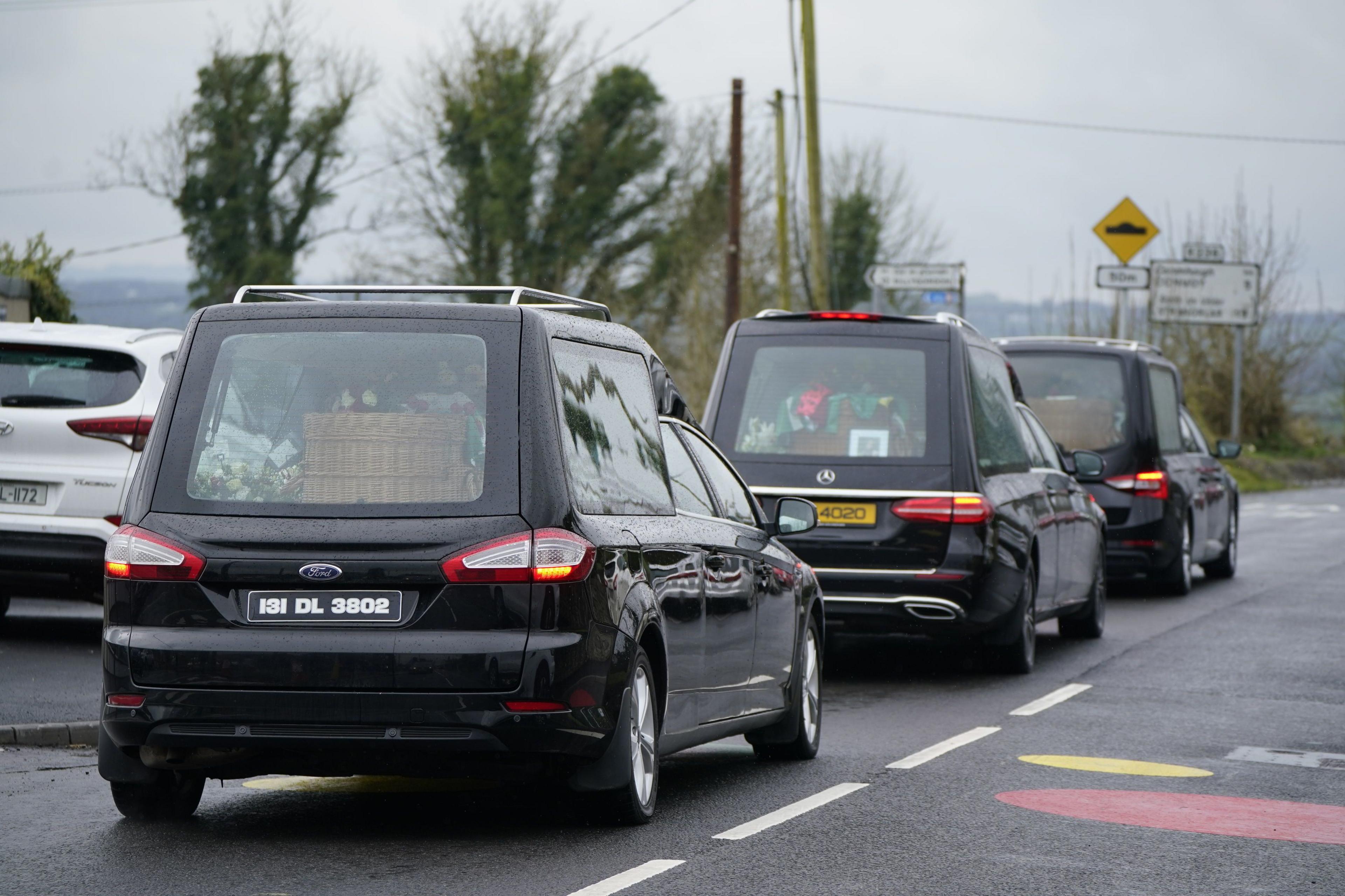 Raphoe funeral cortege three hearses