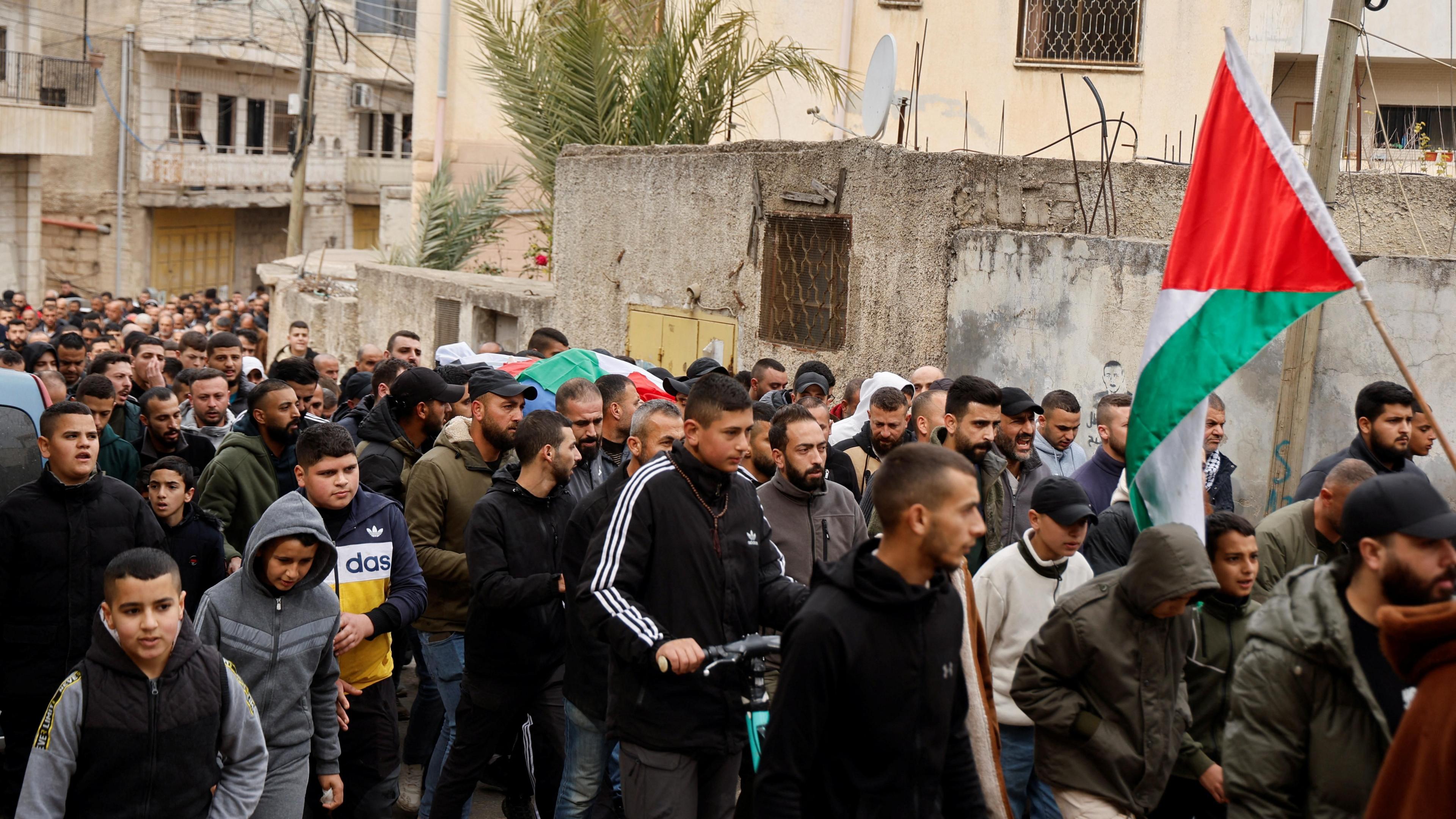 Funeral for Ahmed al-Shayeb, a Palestinian man who was shot and killed during an operation by Israeli security forces in Jenin, in the occupied West Bank (22 January 2025)