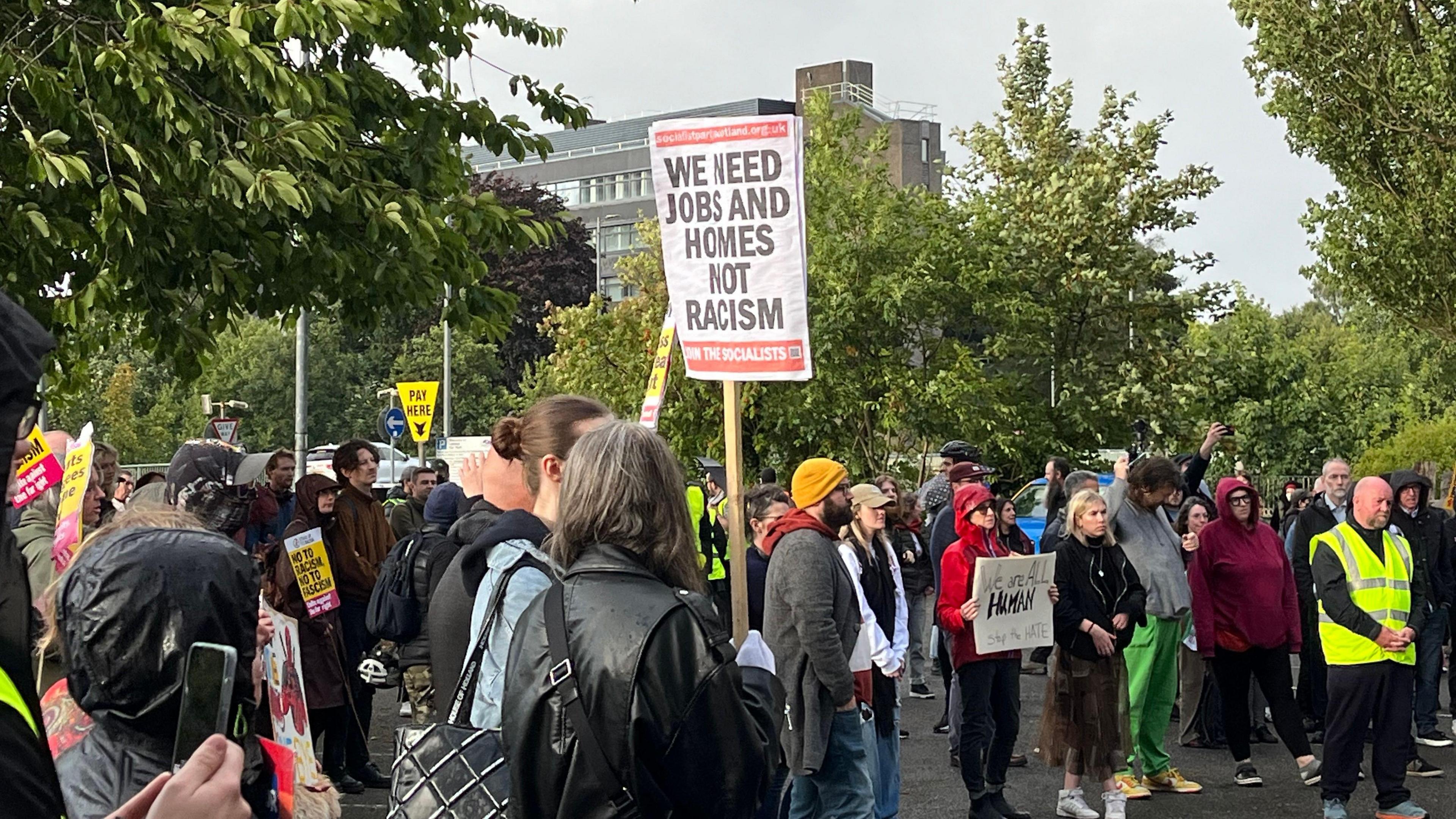 About 150 people joined a Stand Up to Racism demonstration in Paisley on Friday night