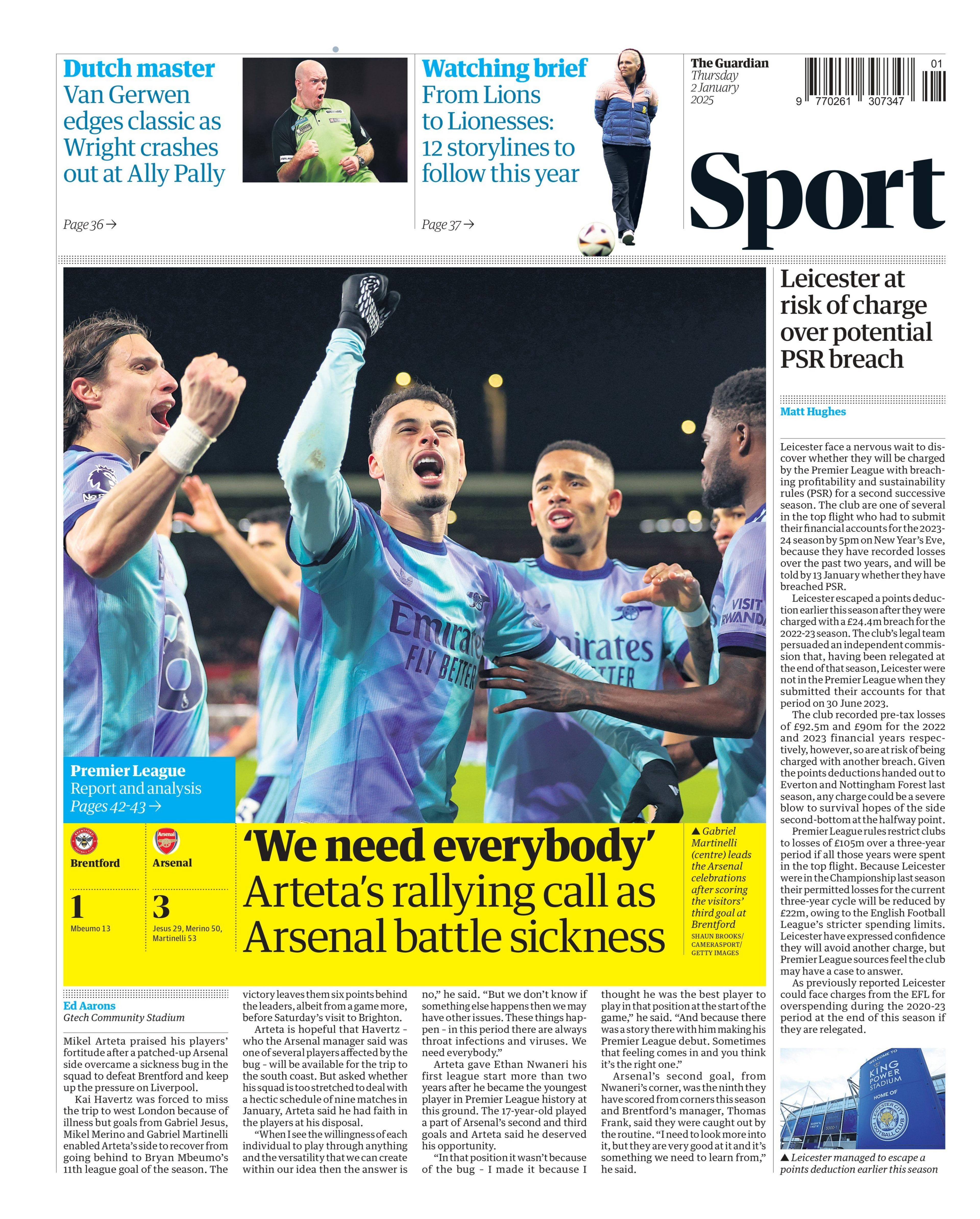 Guardian sports section