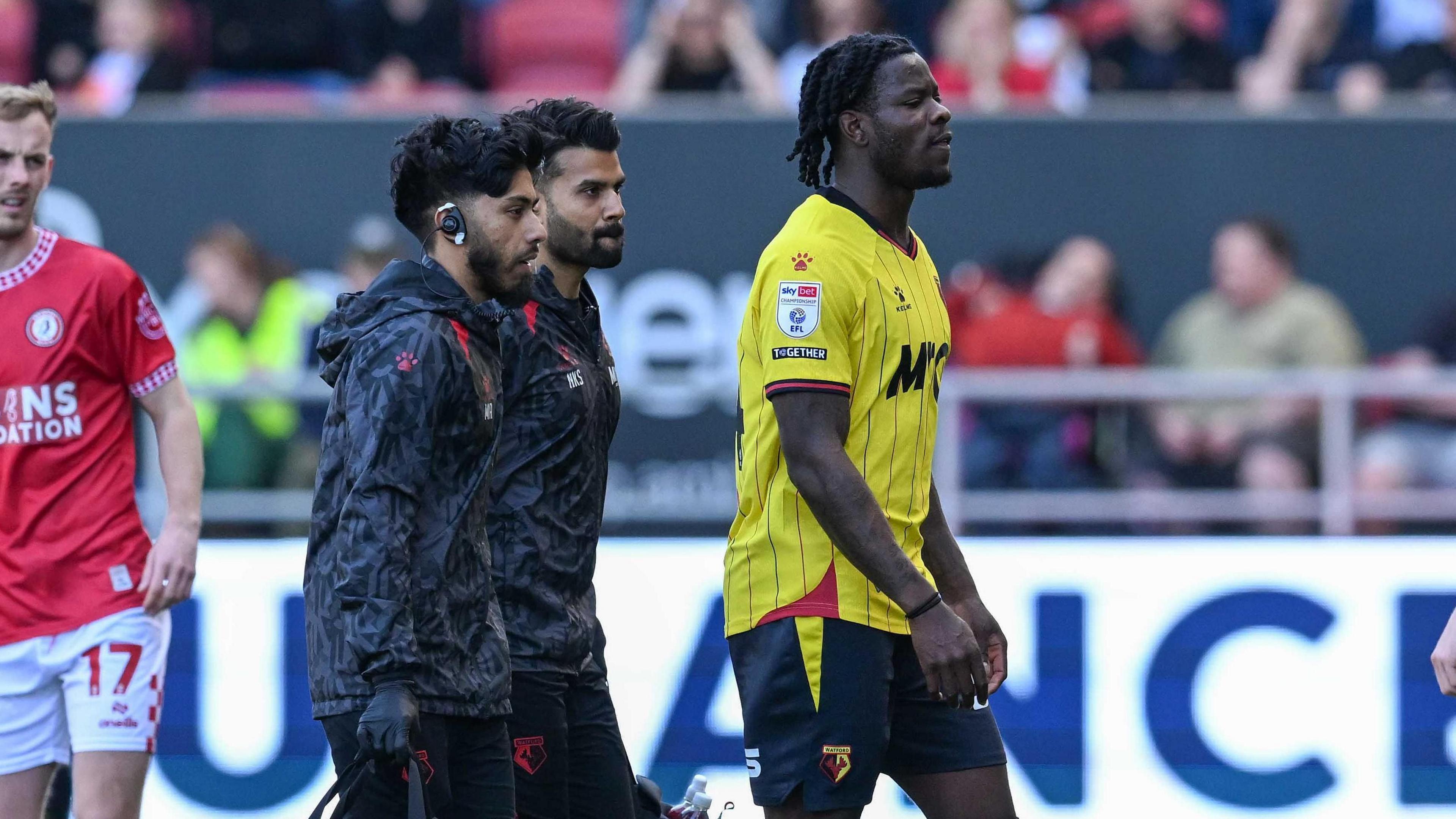 Kwadwo Baah was forced off through injury at Bristol City in April