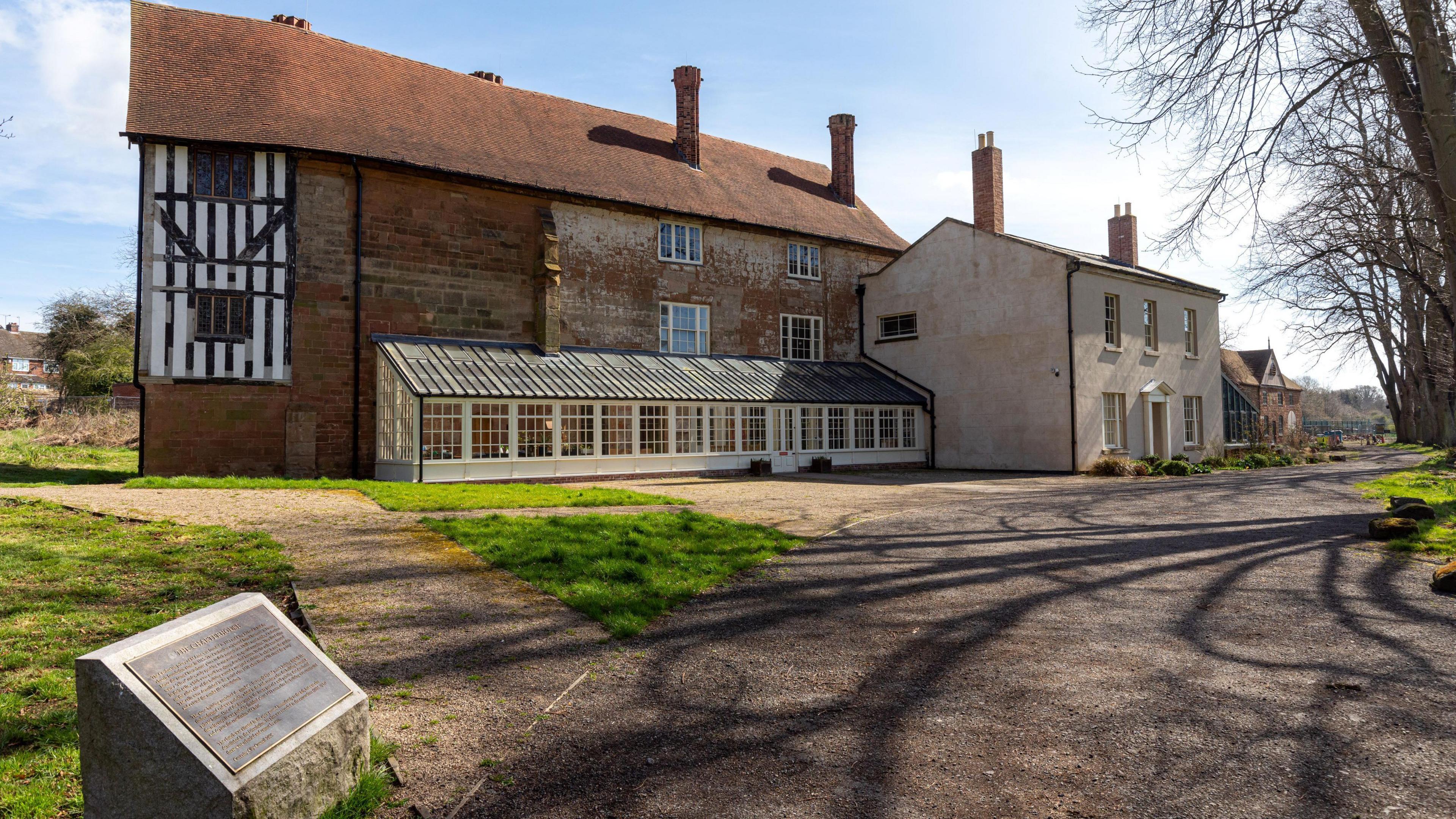 A medieval style building, restored by new brickwork