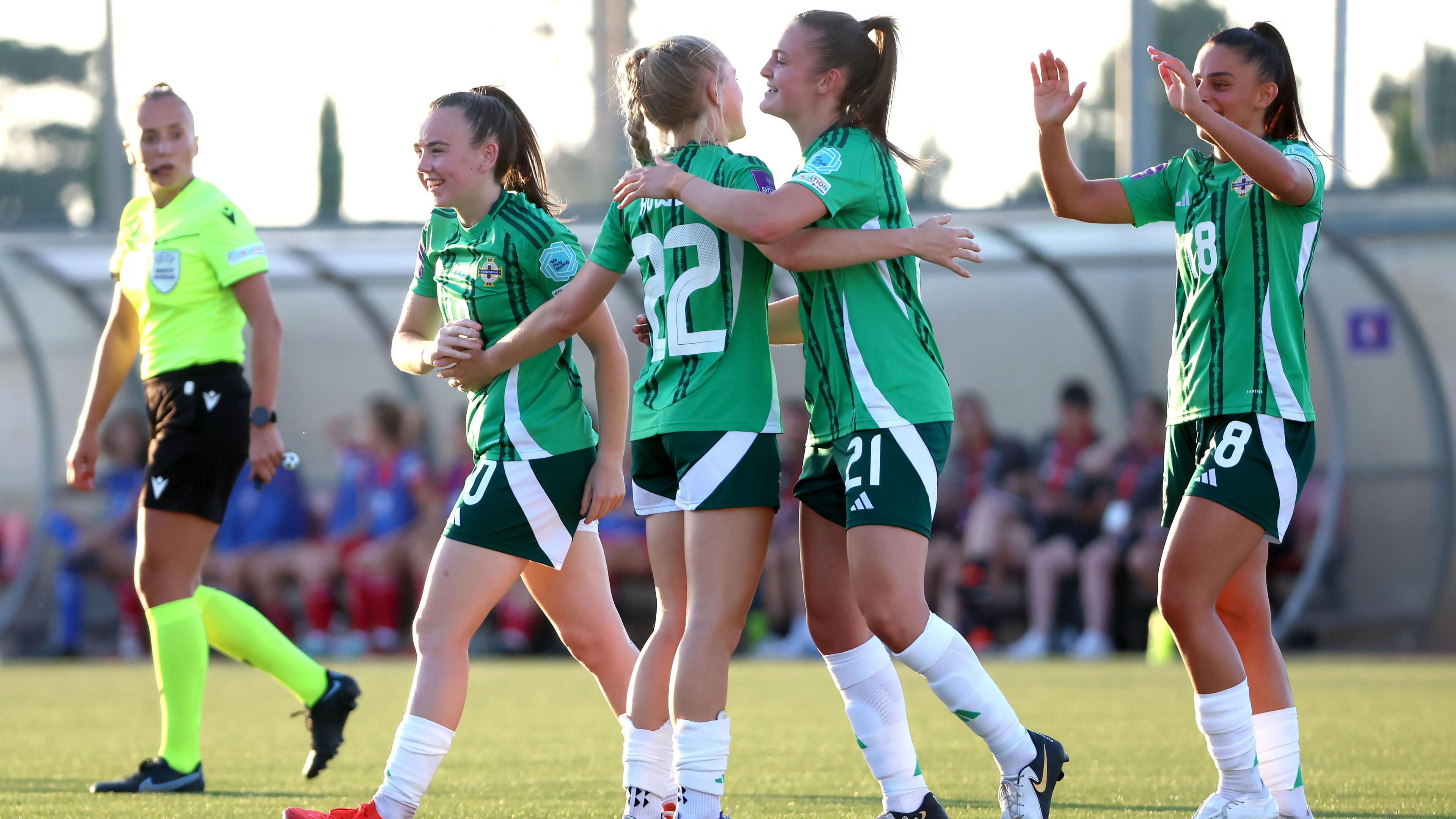 Northern Ireland celebrate the own goal