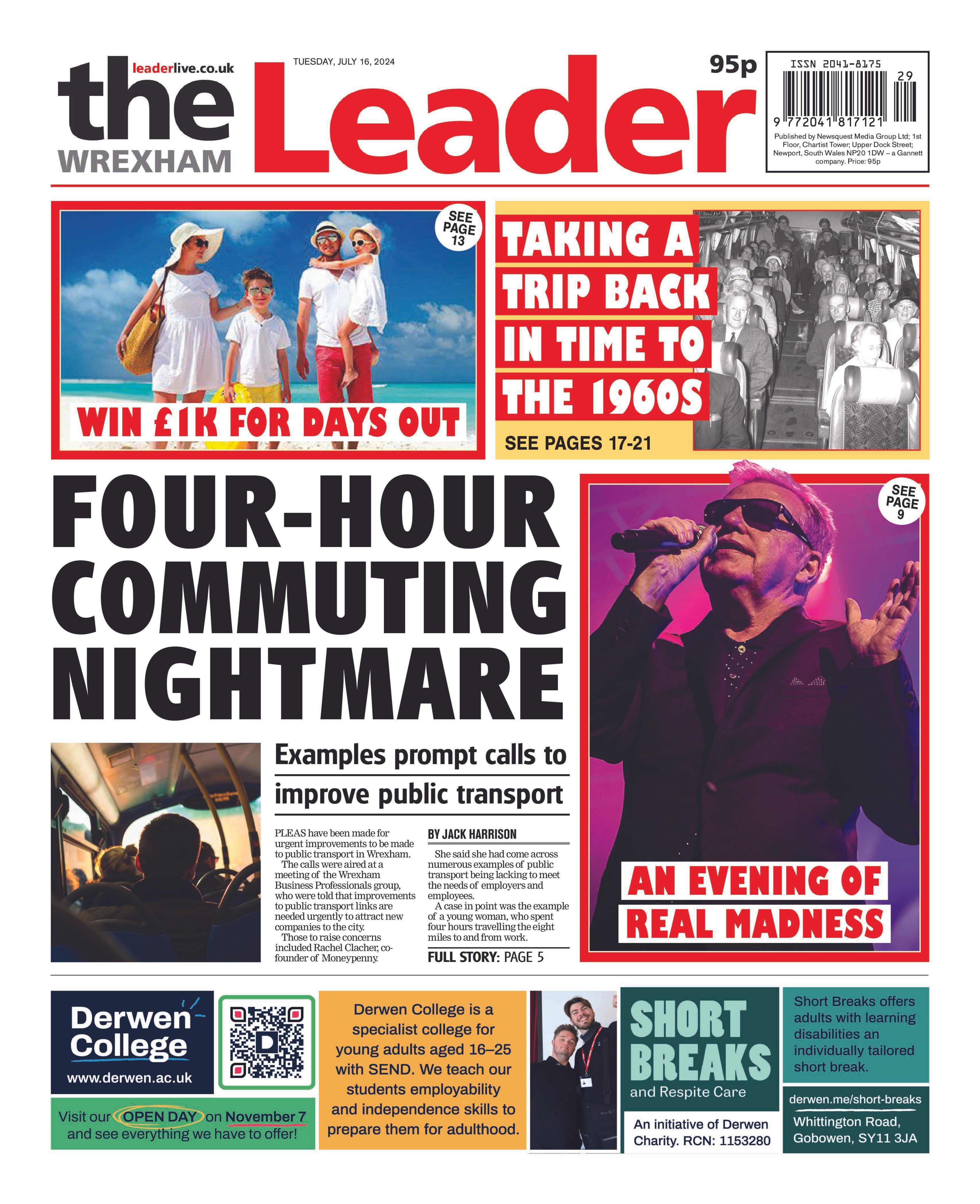 Front page of the Wrexham Leader on 11/7/204
