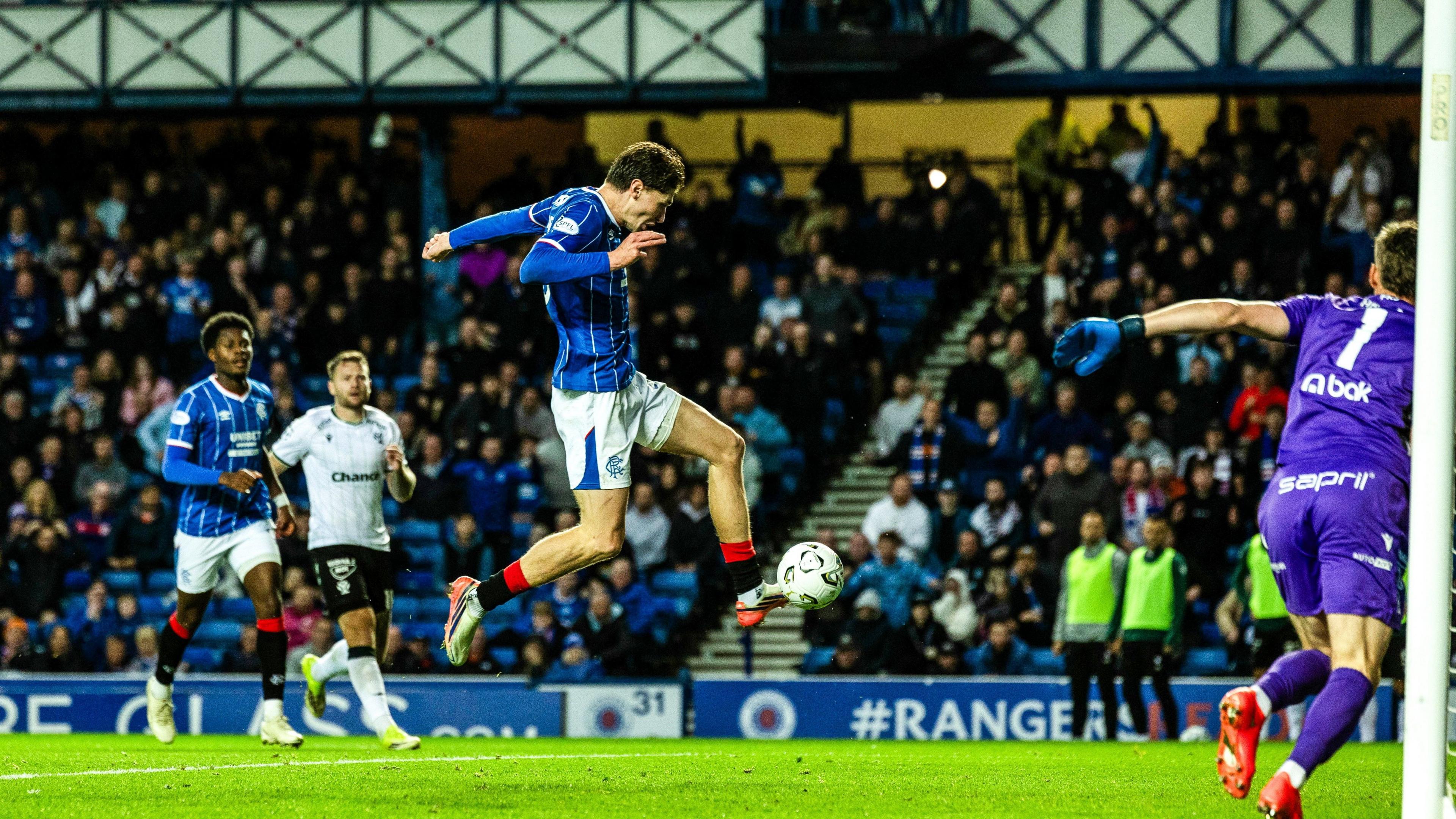 Ryan Naderi scored the only goal of the game to give Rangers a 1-0 advantage in the tie against Jablonec