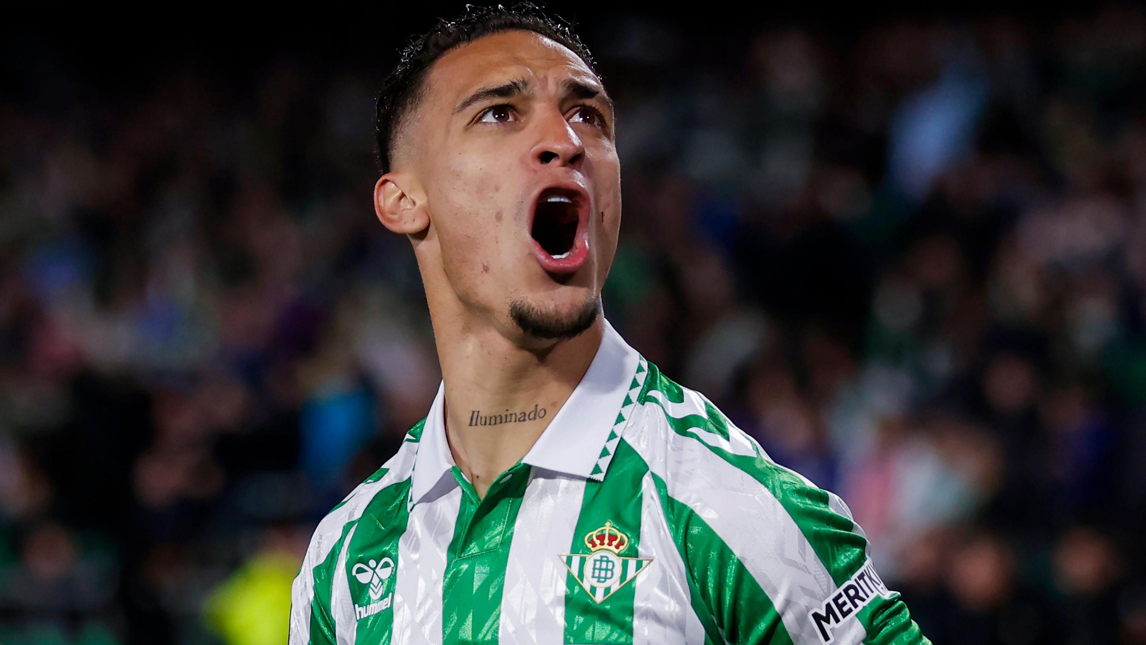 Antony celebrates while playing for Real Betis