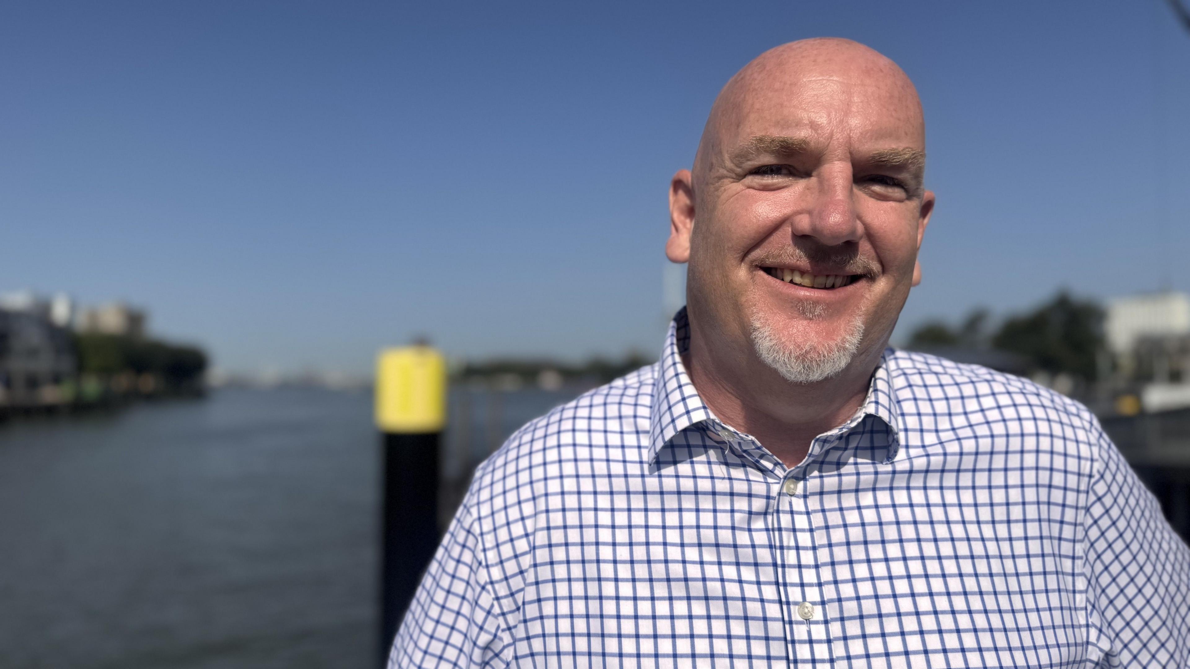 Oscar van Veen, director of innovation at the Port of Rotterdam, wearing a check shirt. 
