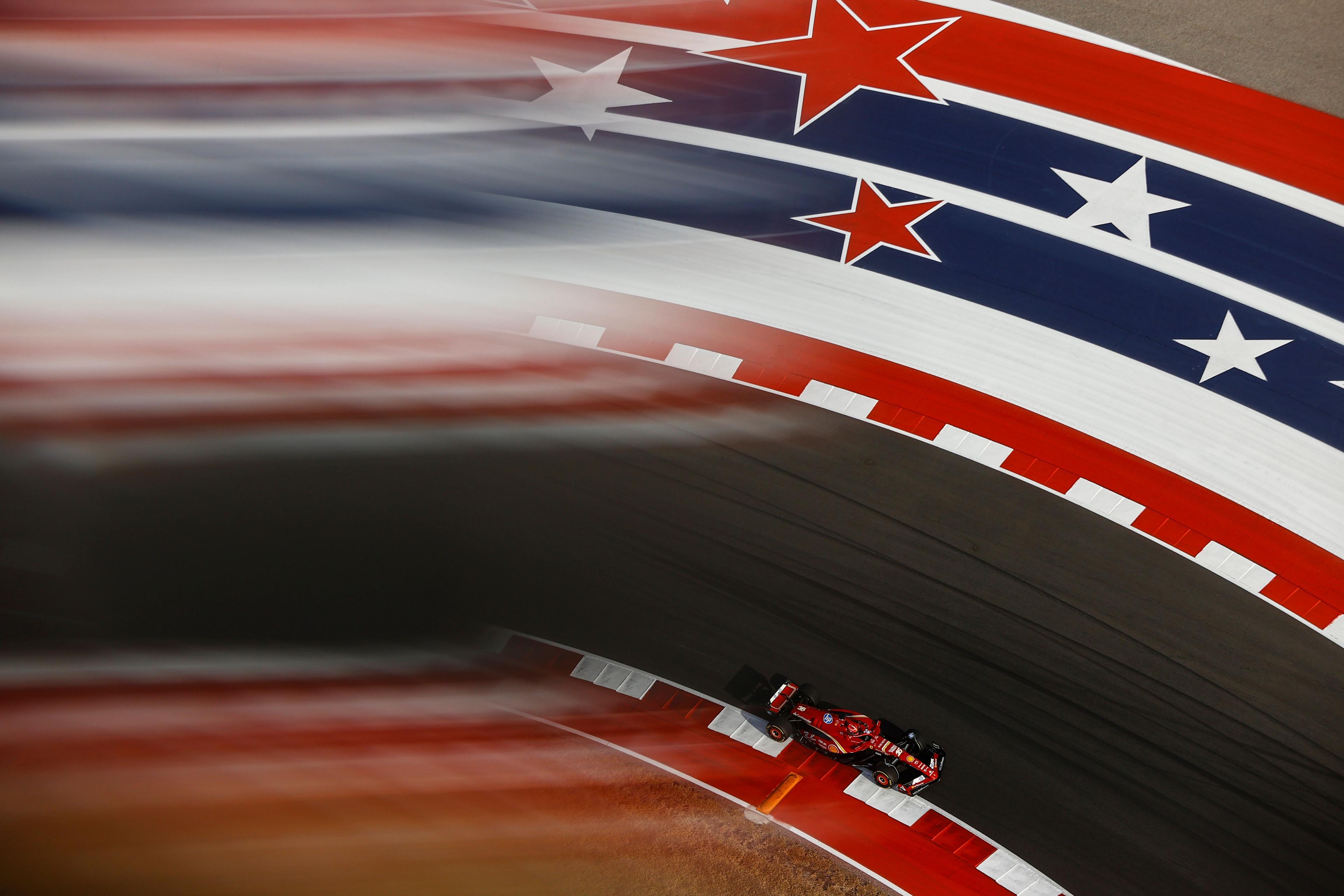 Ferrari's Charles Leclerc during sprint qualifying at the United States Grand Prix in Austin, Texas