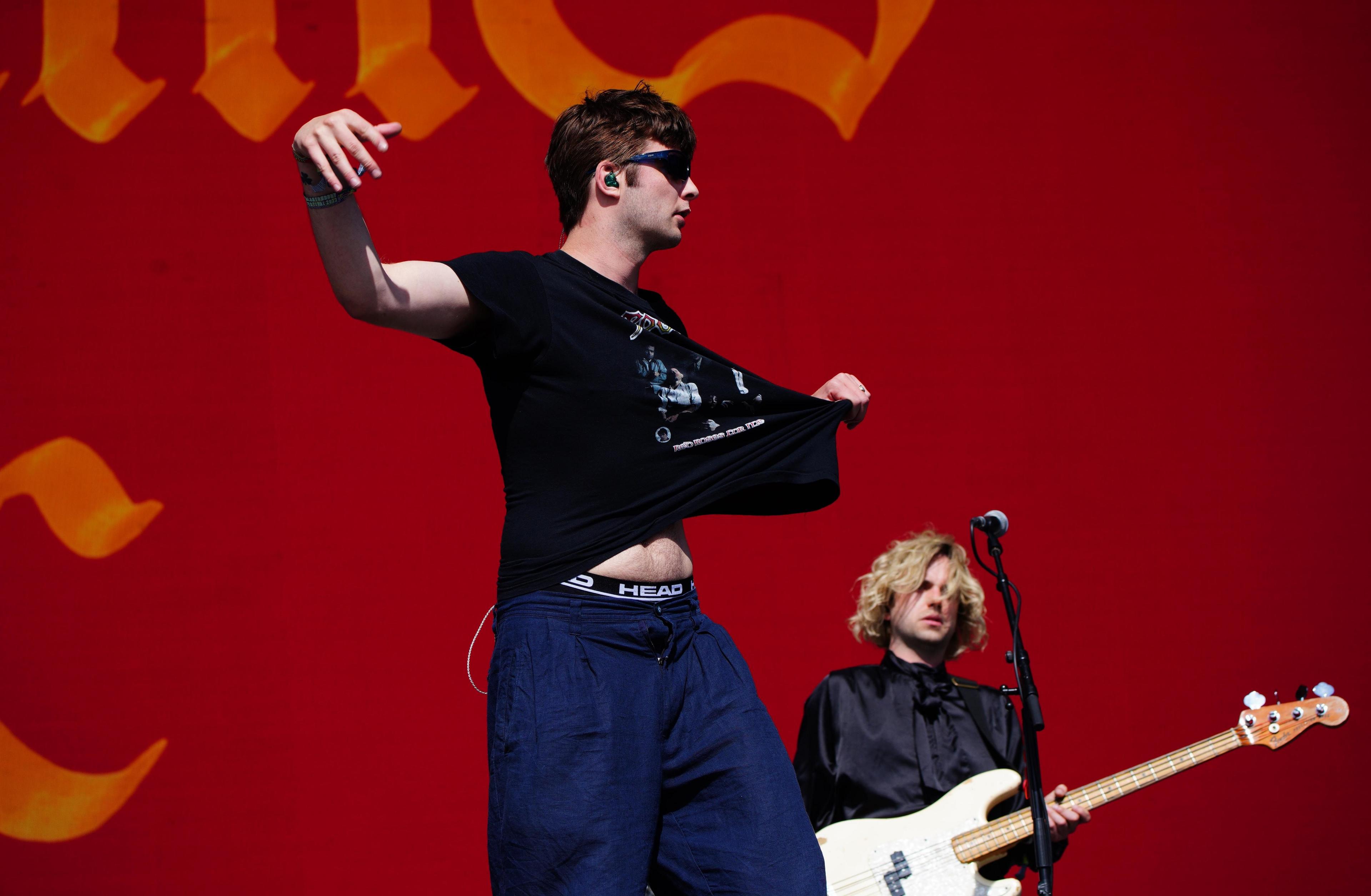 Fontaines DC play on stage at the Glastonbury Festival