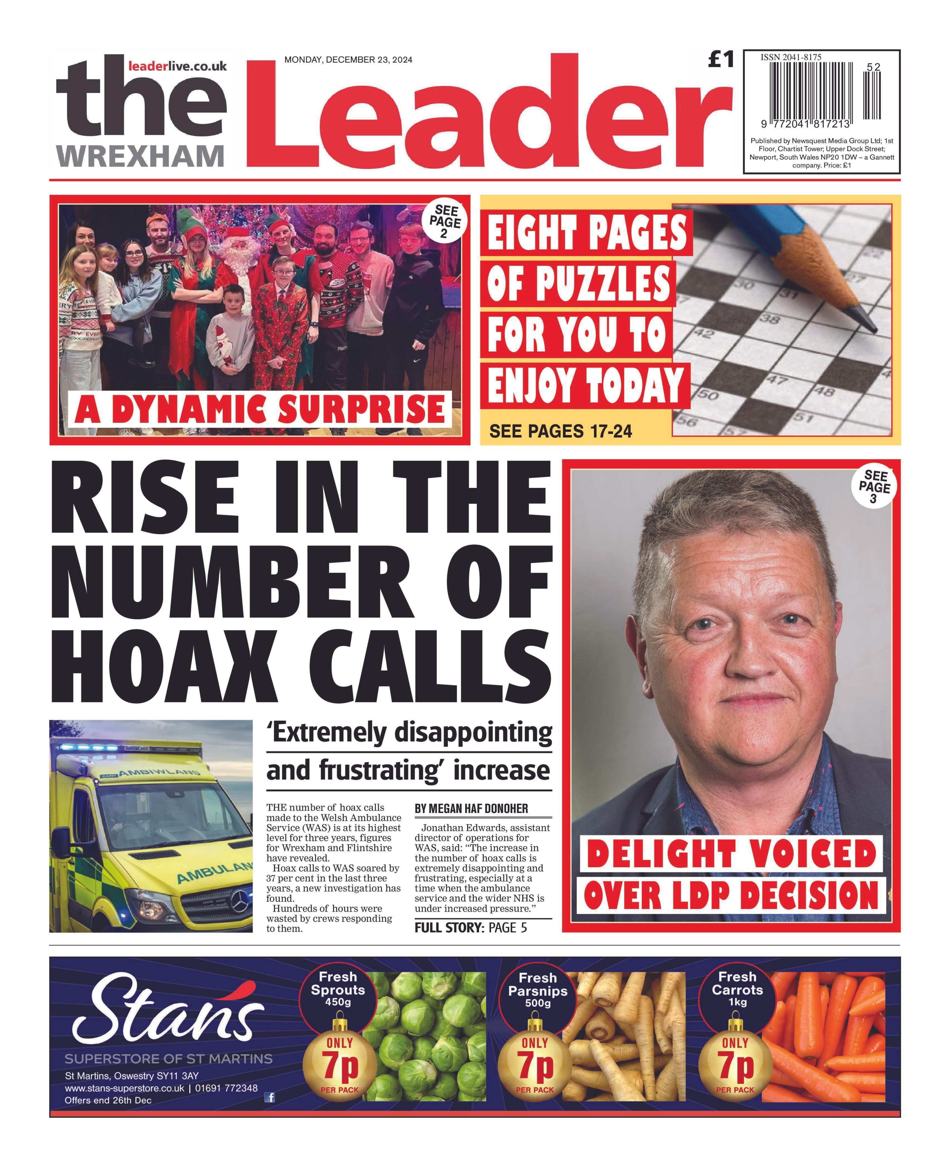 Wrexham Leader front page