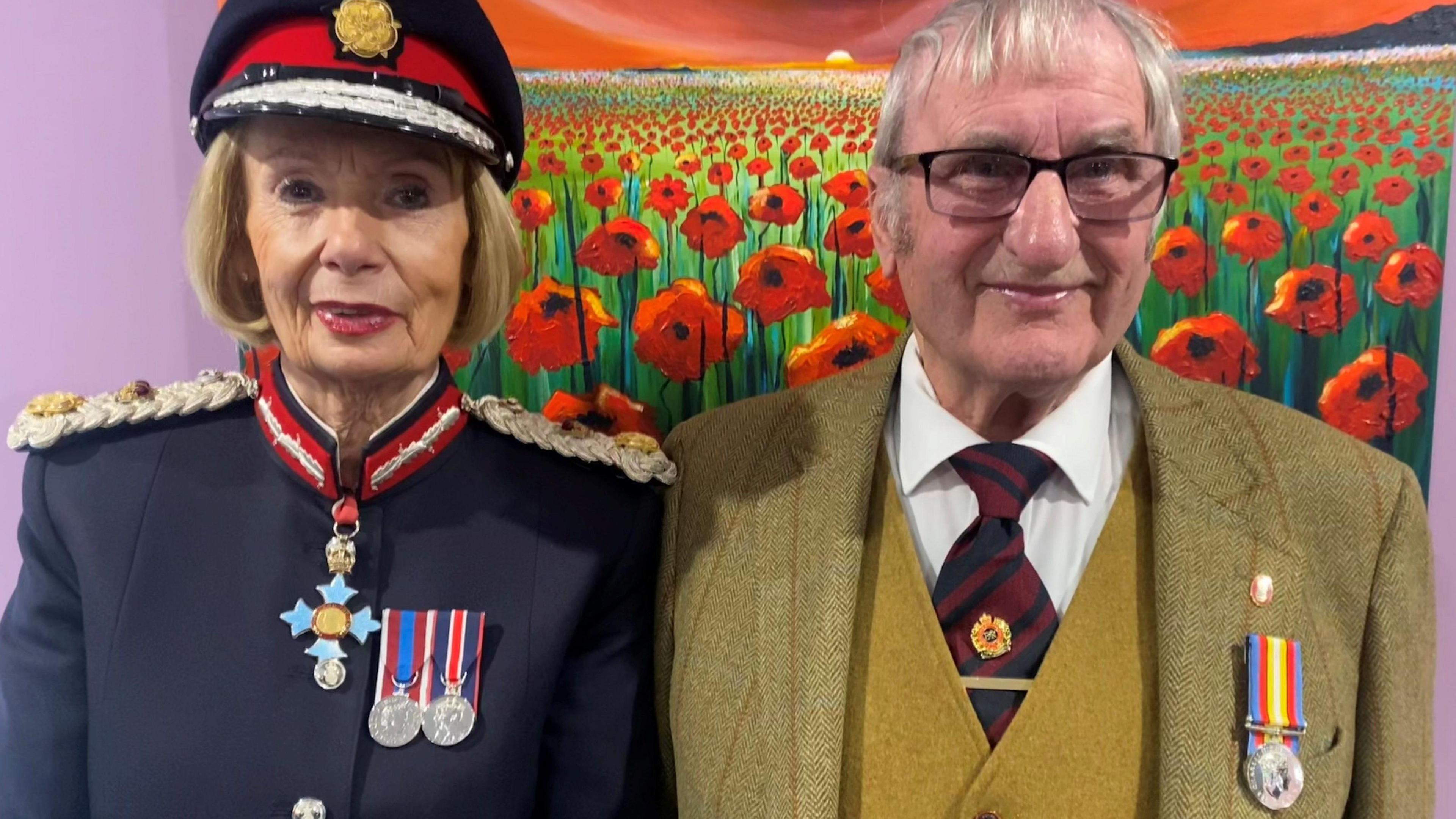 Ken Harrison wearing the medal just presented by the Lord-Lieutenant of Derbyshire 