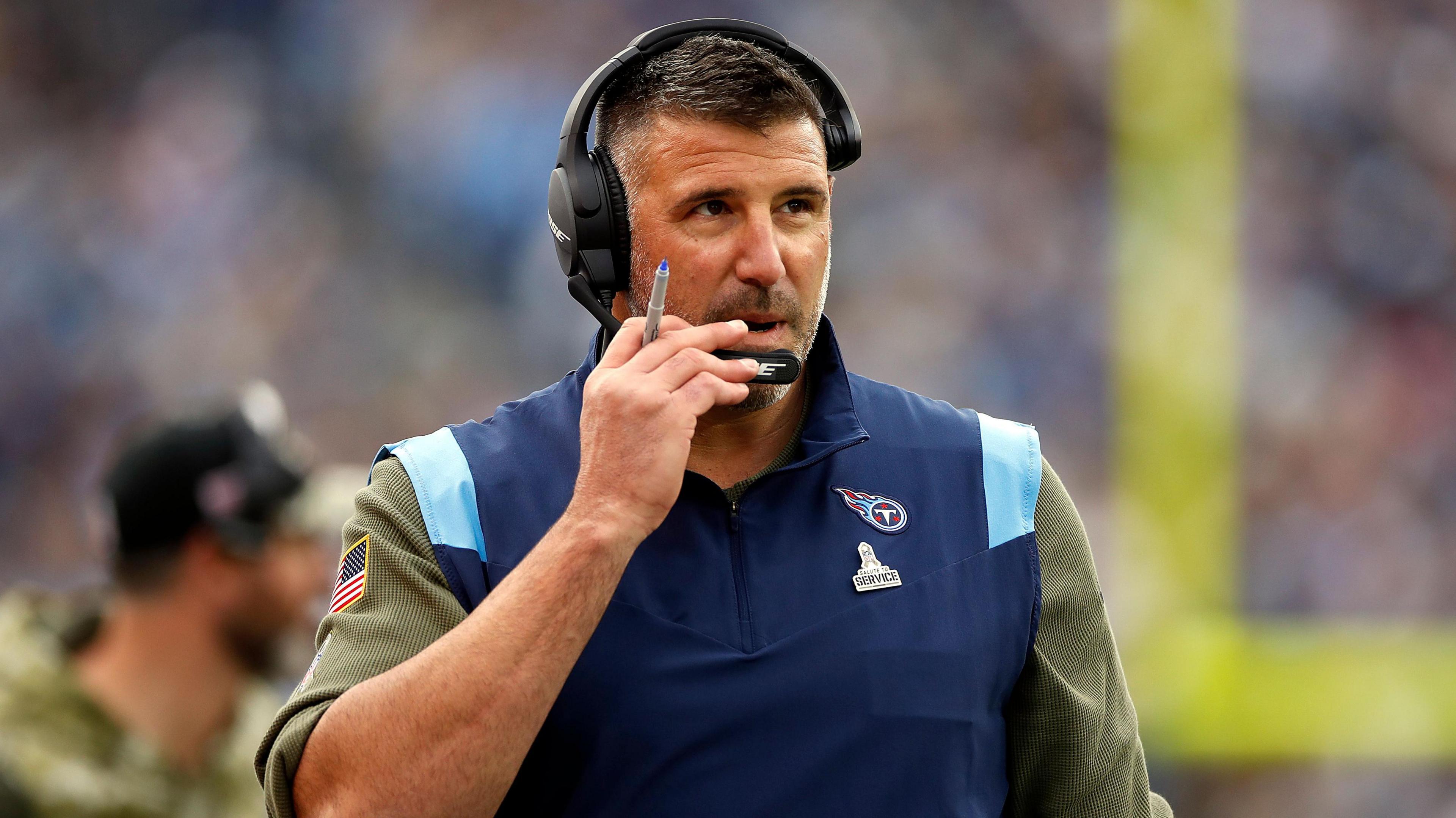 New England Patriots head coach Mike Vrabel pictured while in charge of the Tennessee Titans