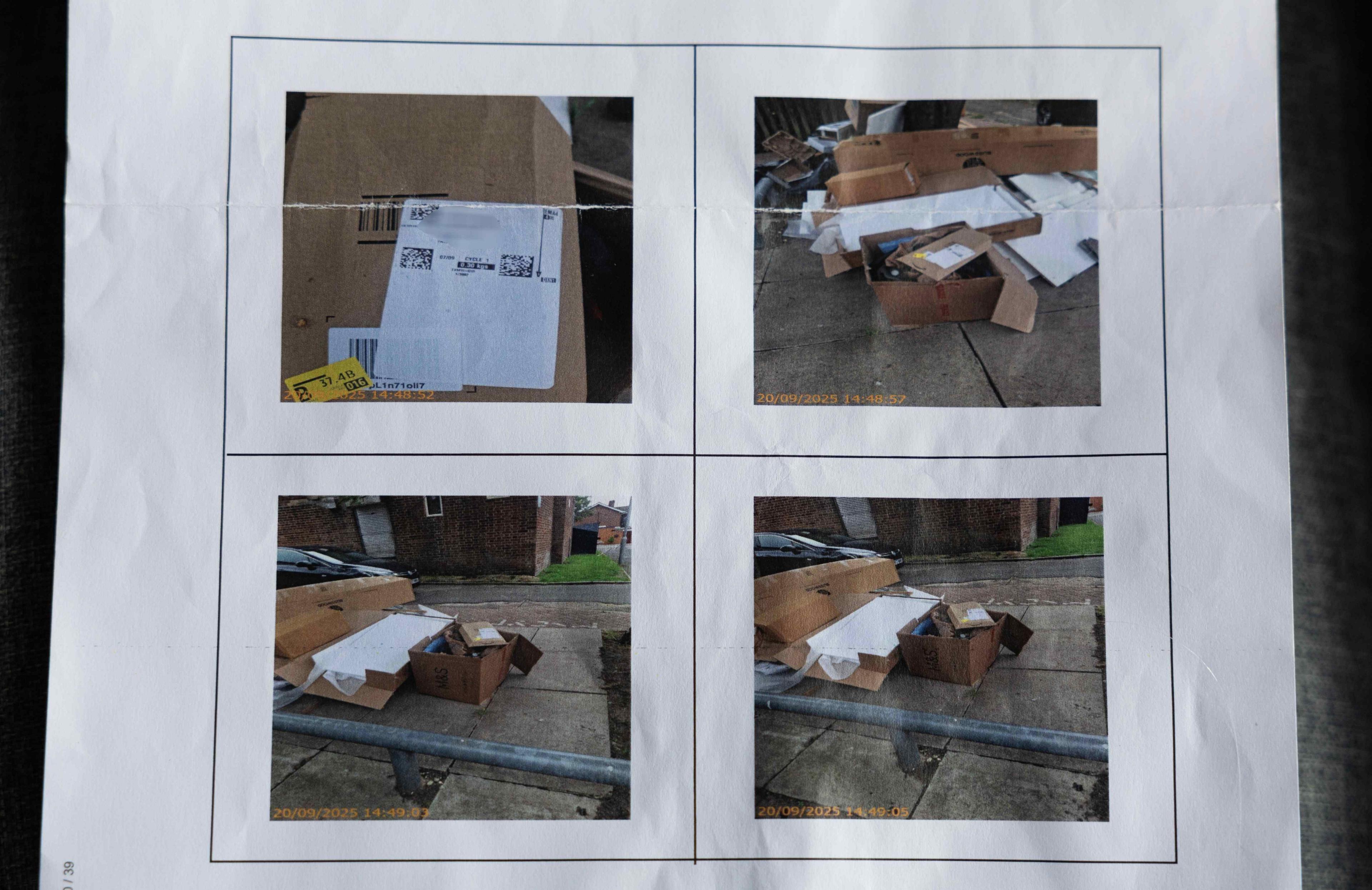 photos of the fly tipping which she says was not hers