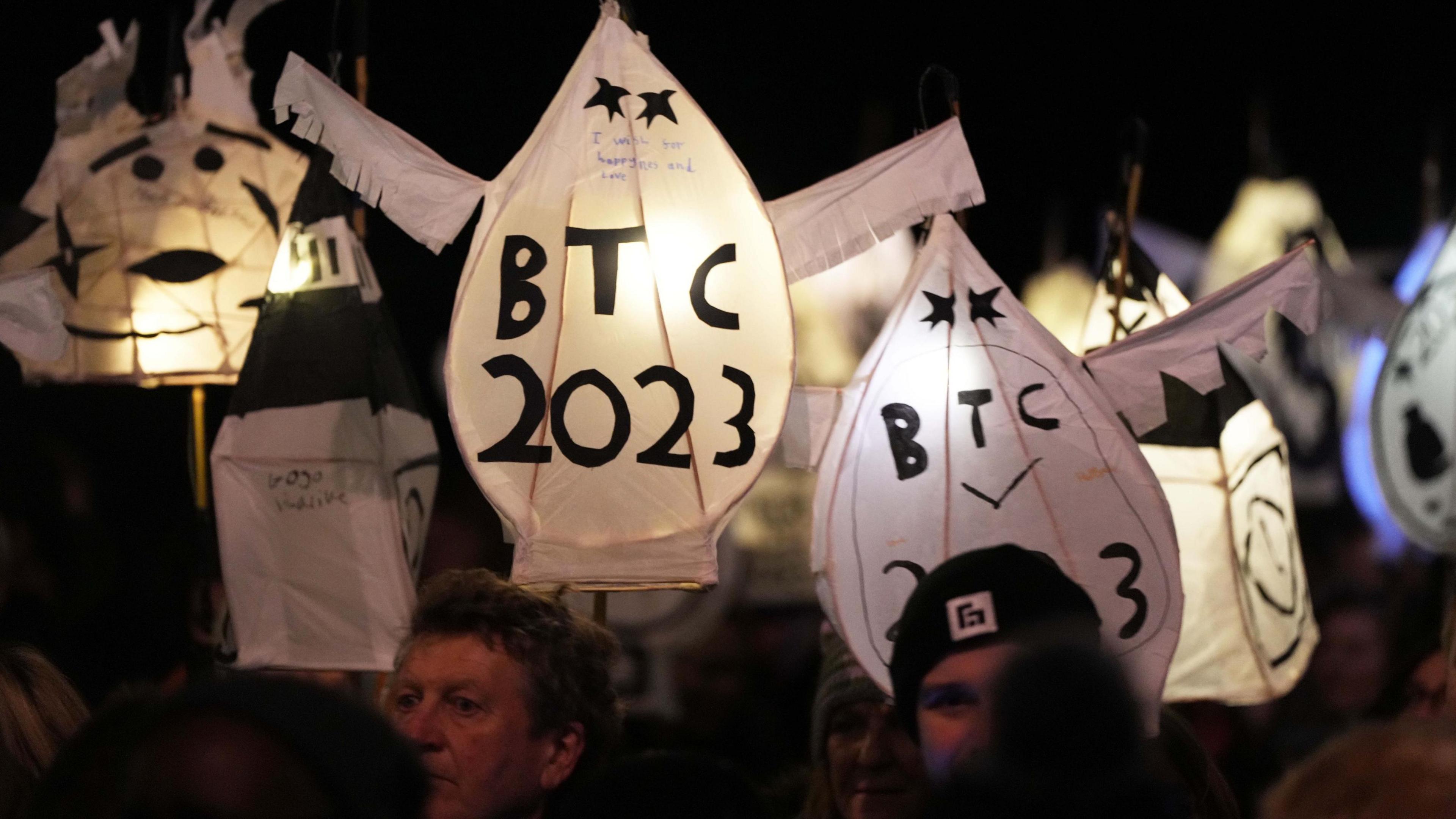 Home made lanterns in the Burning the Clocks parade 2023