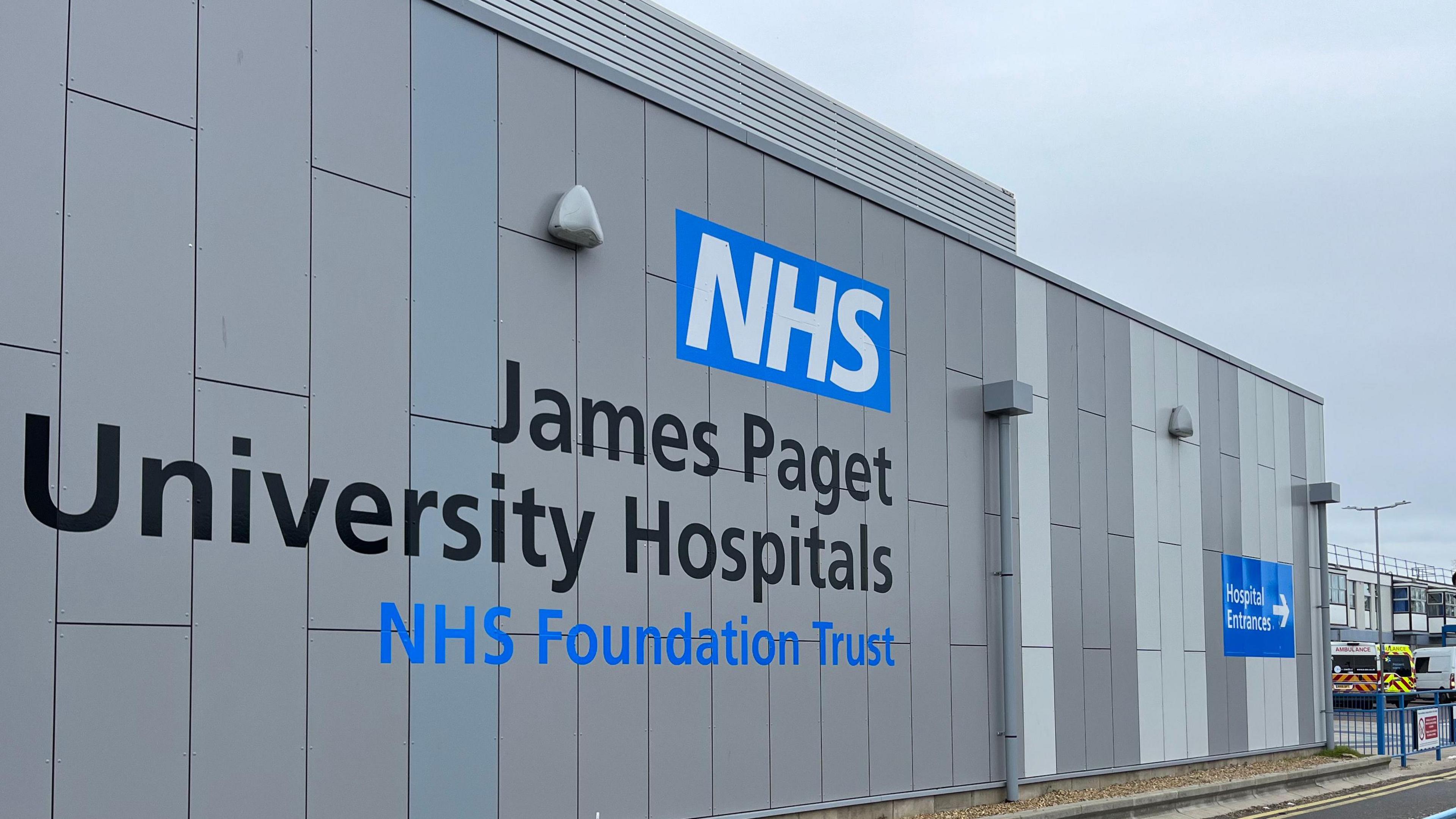 The exterior of the James Paget Hospital in Norfolk. 