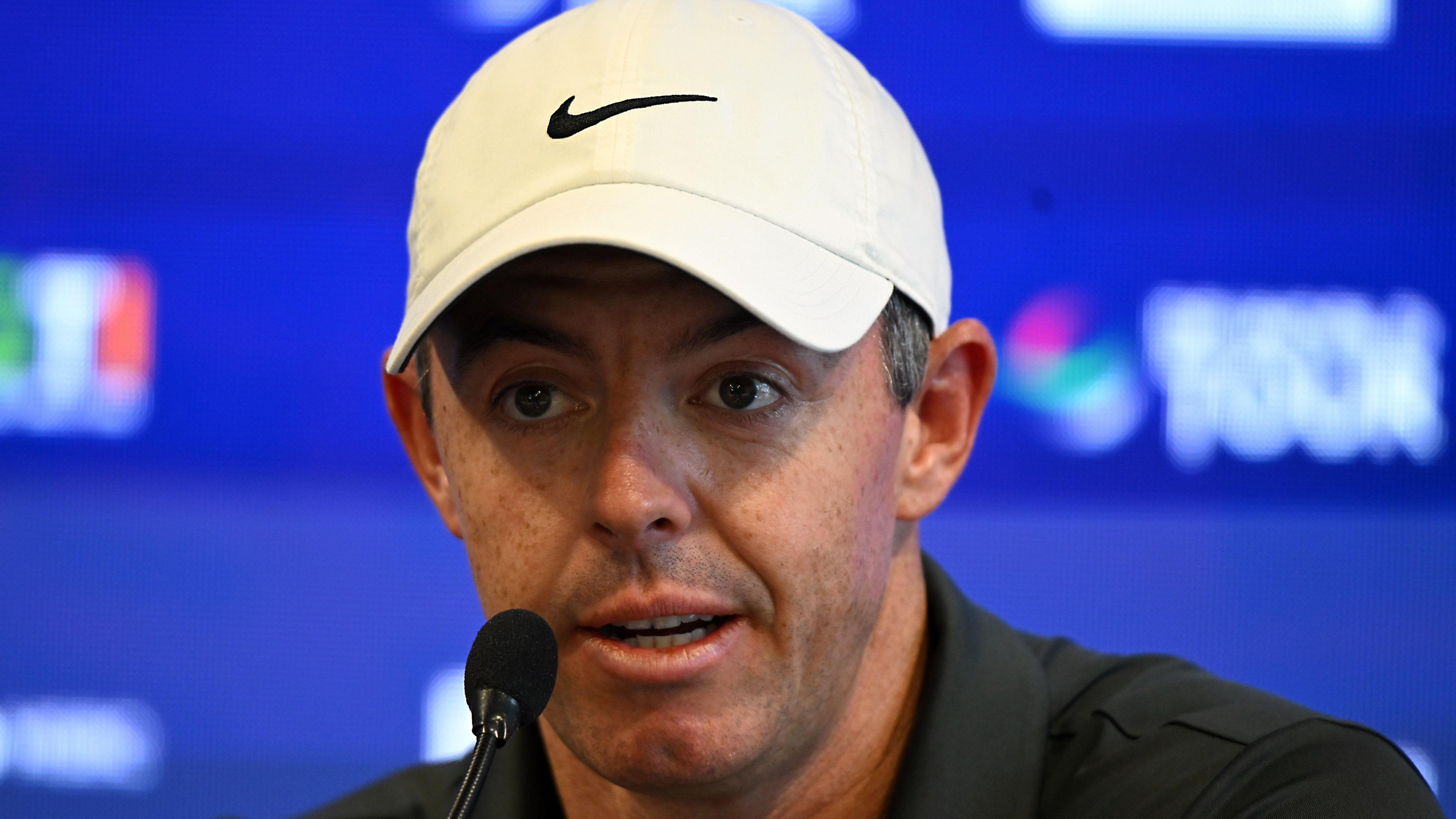 Rory McIlroy speaking at his news conference before the India Championship