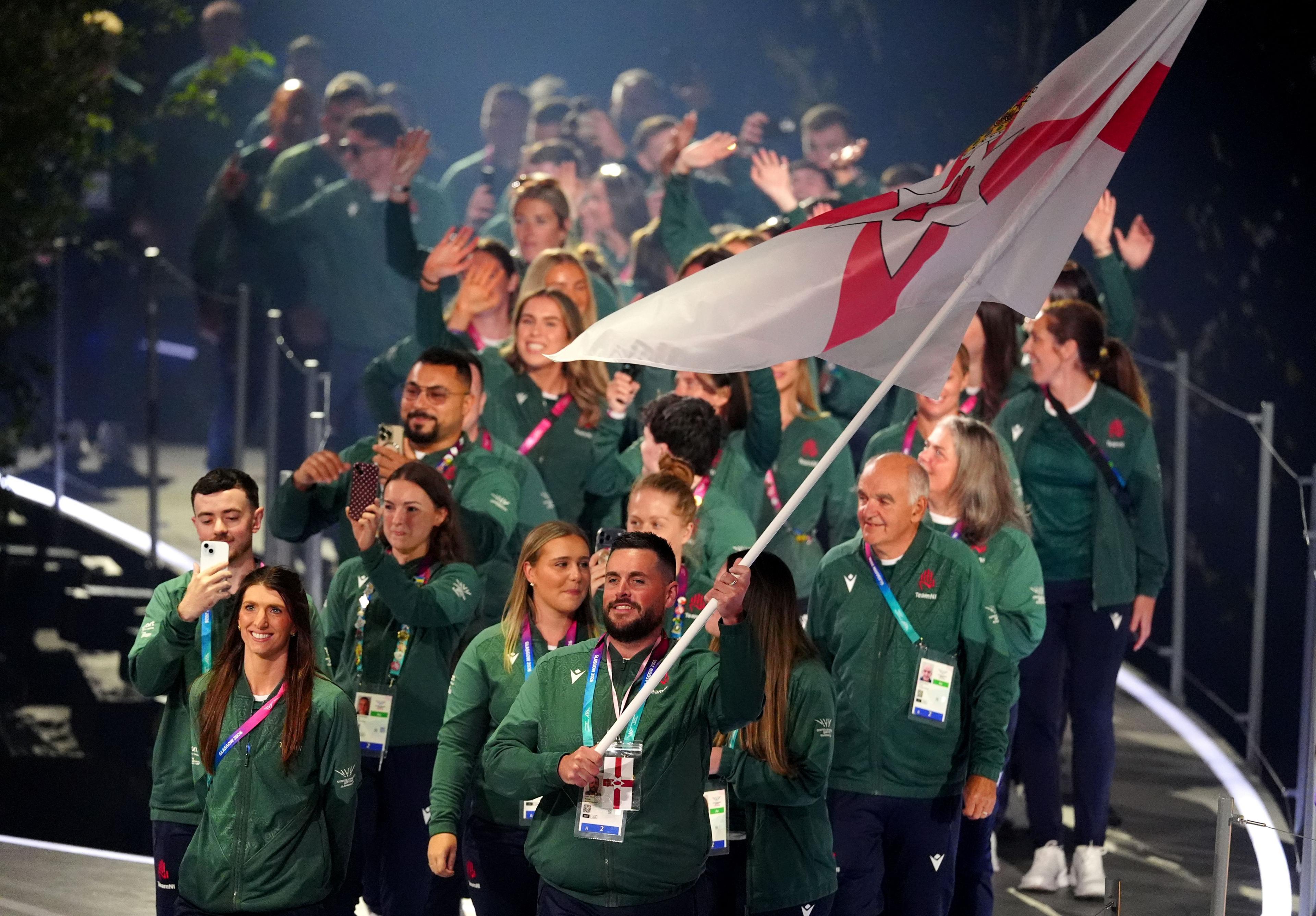 Norther Ireland team in green tracksuits