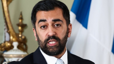 First Minister Humza Yousaf speaks during a press conference at Bute House in Edinburgh