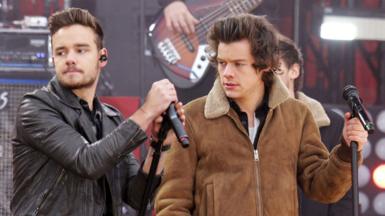 Liam Payne and Harry Styles of One Direction perform on 'Good Morning America' in Central Park in New York City in 2013