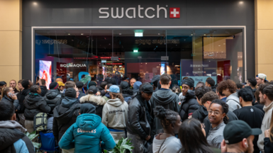 Queues outside Swatch shop