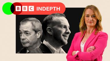 A treated image of Nigel Farage and Zac Polanski 