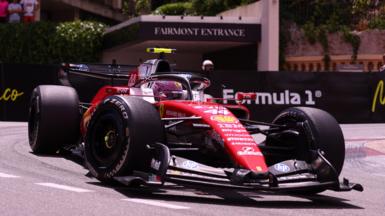Lewis Hamilton steers his Ferrari around the hairpin during Monaco Grand Prix practice