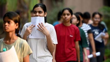 Candidates leave after appearing for National Eligibility-cum-Entrance Test (NEET-UG) exam at Cambridge school in Sector 27, on May 5, 2024 in Noida, India. 