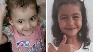 Two girls who have been shot dead in Gaza - both with dark hair and brown eyes, smiling for the camera 