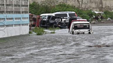 A street is flooded due to Hurricane Melissa in Kingston, Jamaica, 28 October 2025.
