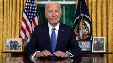 President Joe Biden addresses the nation from the Oval Office 