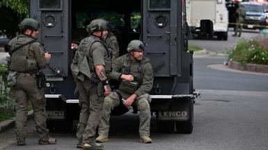 SWAT officers on the scene after an attack in Boulder, Colorado that targeted a group calling for the release of hostages held in Gaza.