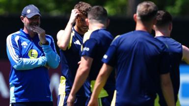 Scotland head coach Steve Clarke is all smiles during training