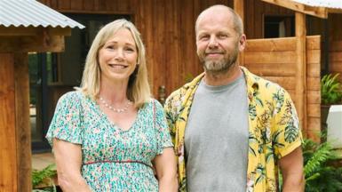 Abigail and Marcus Beck in front of their eco house