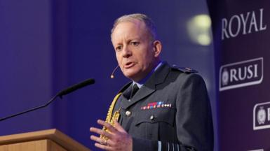 A file photo of Chief of the Defence Staff Sir Richard Knighton speaking on stage at an event