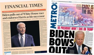 The front pages of Monday's Metro and Financial Times 