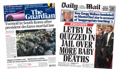 The Guardian and Daily Mail front pages