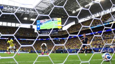 Vinicius Jr scores for Brazil against Scotland