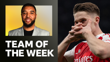 Arsenal striker Viktor Gyokeres with Troy Deeney