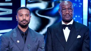 Michael B. Jordan and Delroy Lindo present the Special Visual Effects Award on stage during the EE BAFTA Film Awards 2026 at The Royal Festival Hall on February 22, 2026 in London, England.