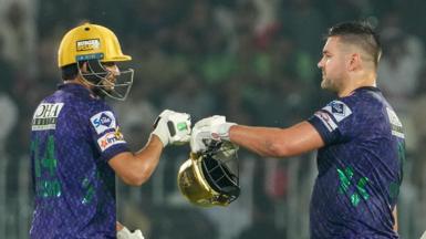Hasan Nawaz and Rilee Rossouw punch gloves