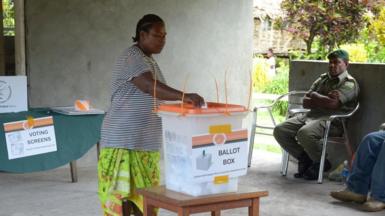 A voter casting their ballot in the 2019 election in the Solomon Islands