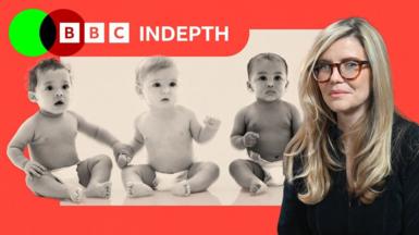 A treated image of three young babies sitting