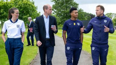 Prince William visited the England squad before they left for Germany
