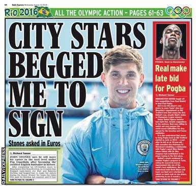 Wednesday's Daily Express back page