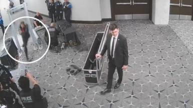 CCTV footage showing the WHCD suspect taking aim at a secret service member. 