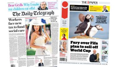 Newspaper headlines: 'Workers face new tax' and 'Fury over Fifa plan'