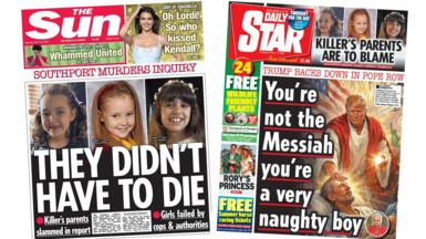 Newspaper headlines: 'They didn't have to die' and 'You're not the Messiah'