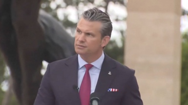 Pete Hegseth mid speech. 