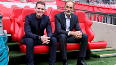 New England boss Thomas Tuchel (right) with assistant Anthony Barry at Wembley