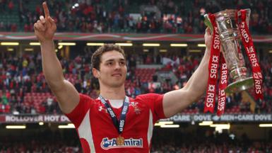 George North holds Six Nations trophy